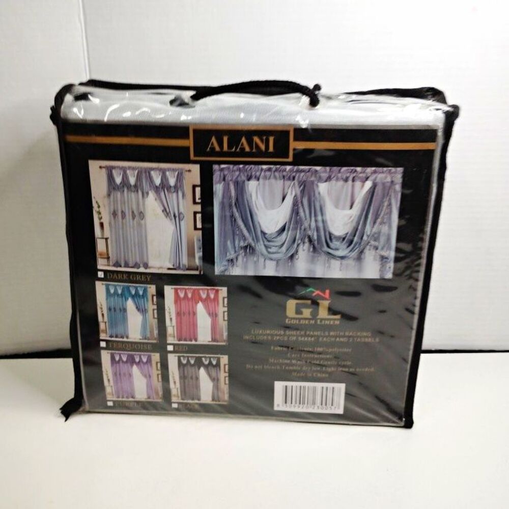 Alani Sheer Rod Pocket Curtain Panels Modern Solid Dark Grey 55x95 Polyester